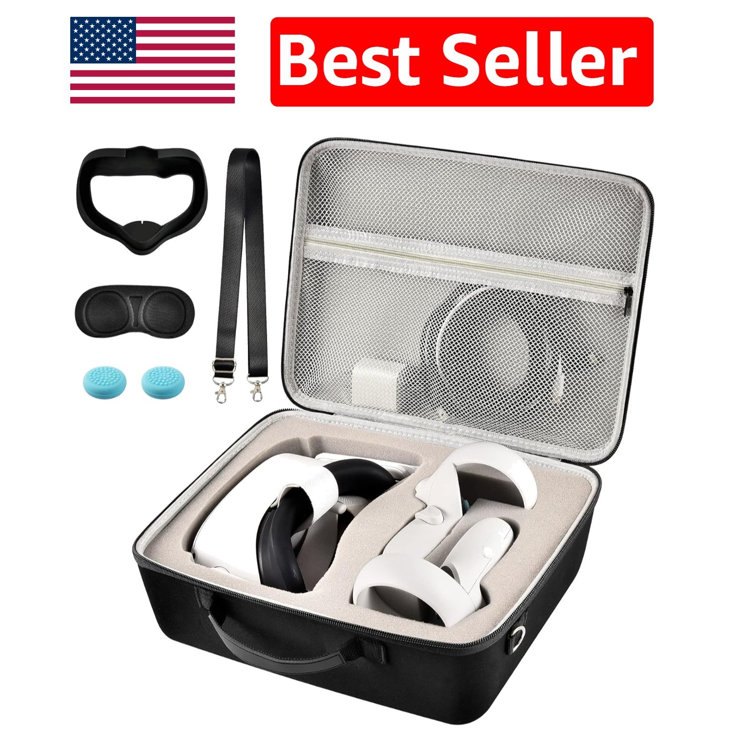Elegant Travel Carrying Case for Quest 3/3S/2 with Silicone Cover & Accessories