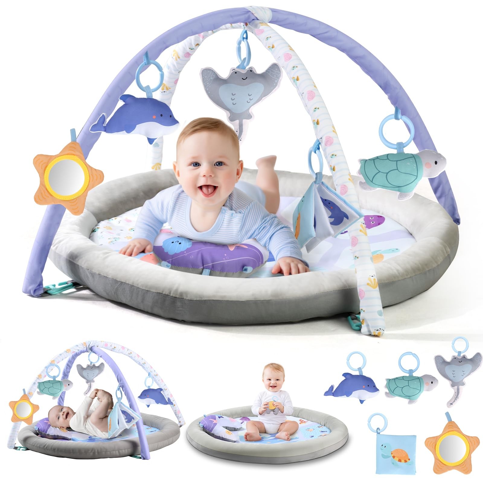 Toddlers Activity Play Mat, Sensory Development Gym Play Mat for Babies, Wash...