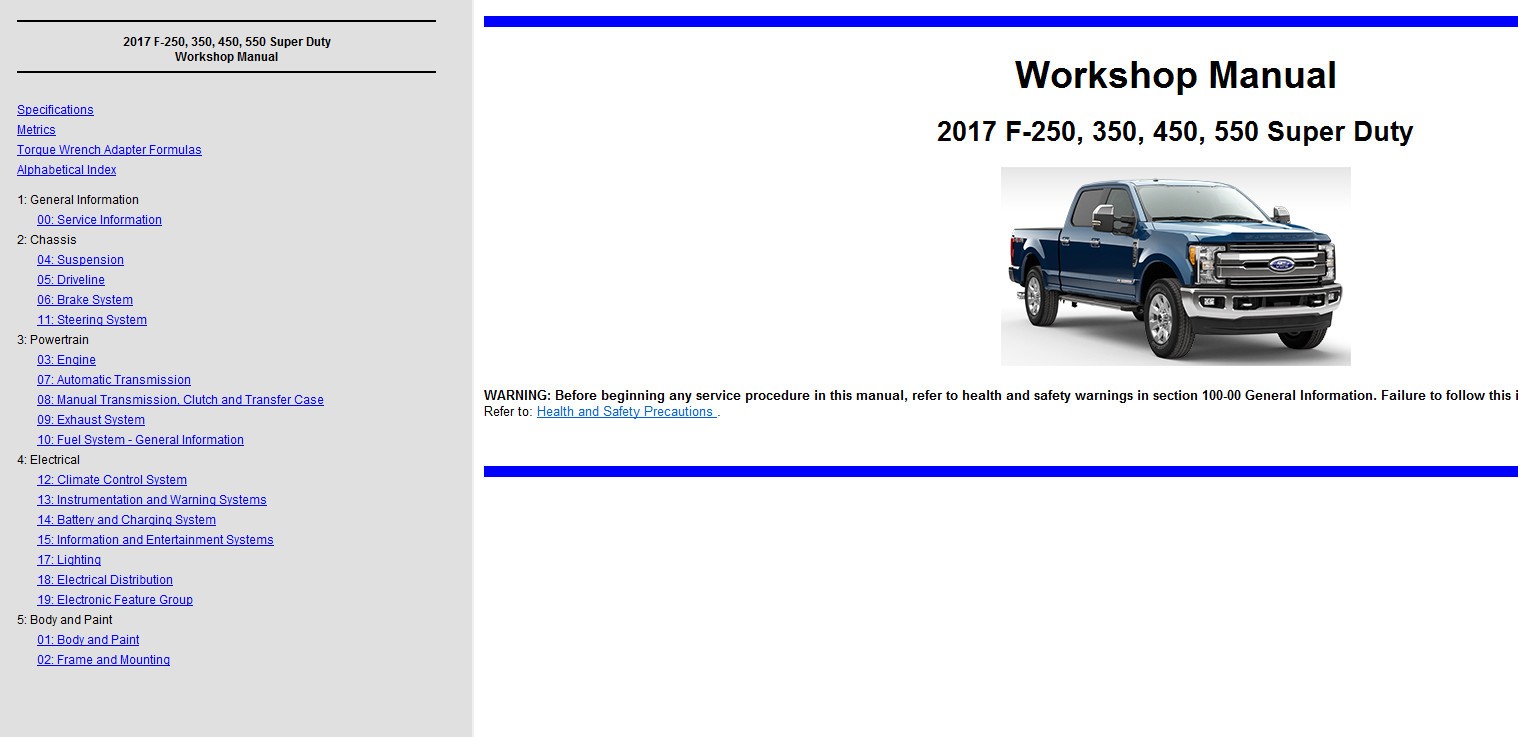 2017 Ford F250 F350 F450 F550 King Ranch XLT Truck Factory Service Repair Manual