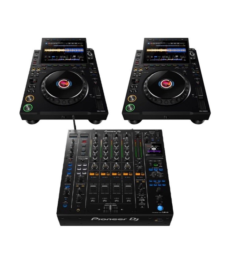 2 x AlphaTheta CDJ-3000X flagship DJ player + 1 x Pioneer DJ DJM-A9 Pro-DJ Mixer