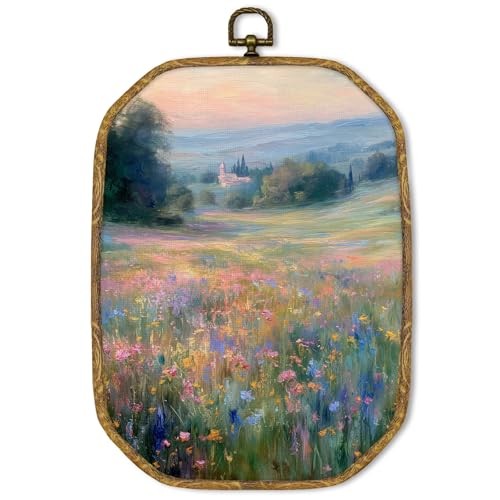 GUULIJEEMIY Country Field Flowers Landscape Canvas Wall Art Decor, Farmhouse 