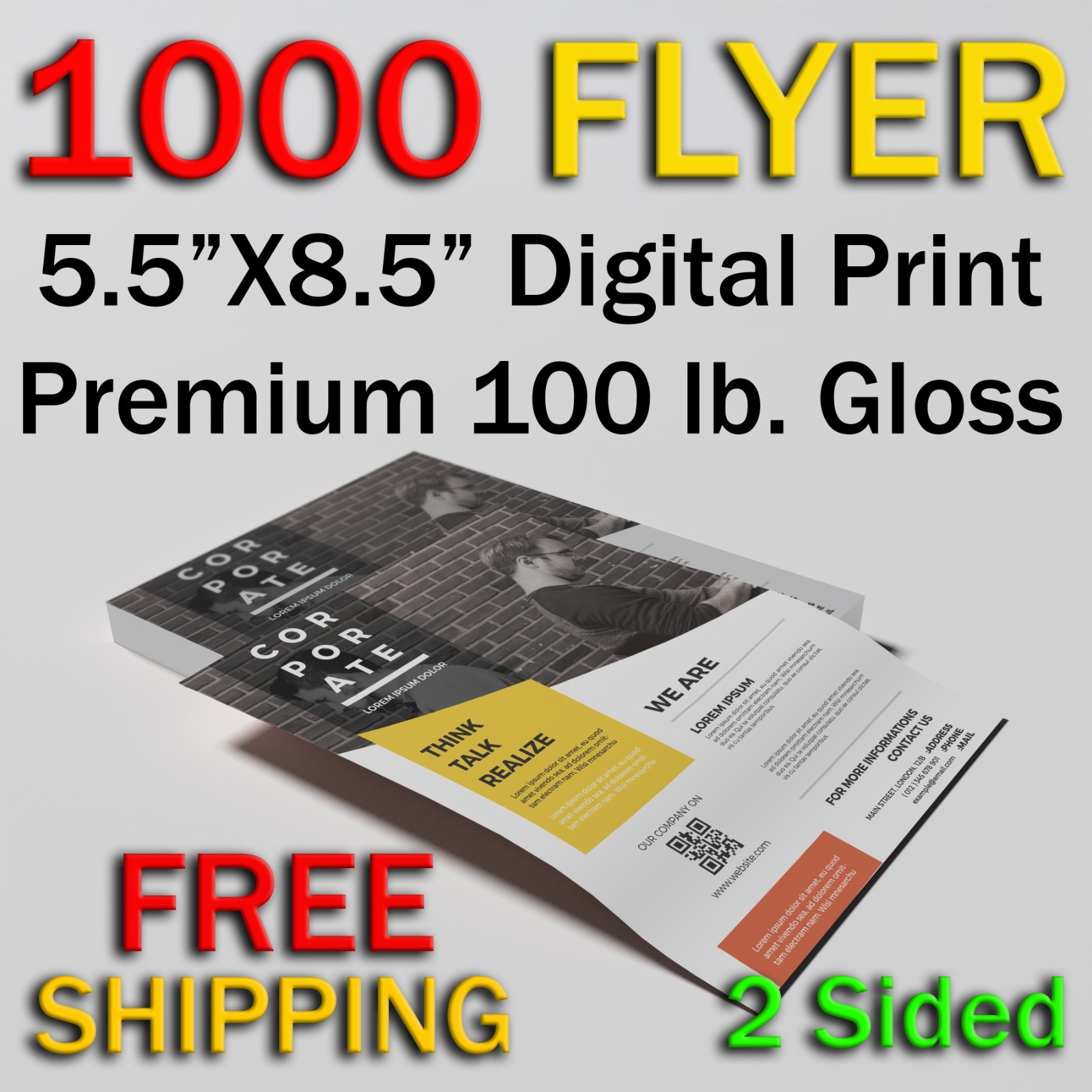 1000 Custom Digital Printing 5.5x8.5 FLYERS FULL COLOR  100LB GLOSSY FLYER