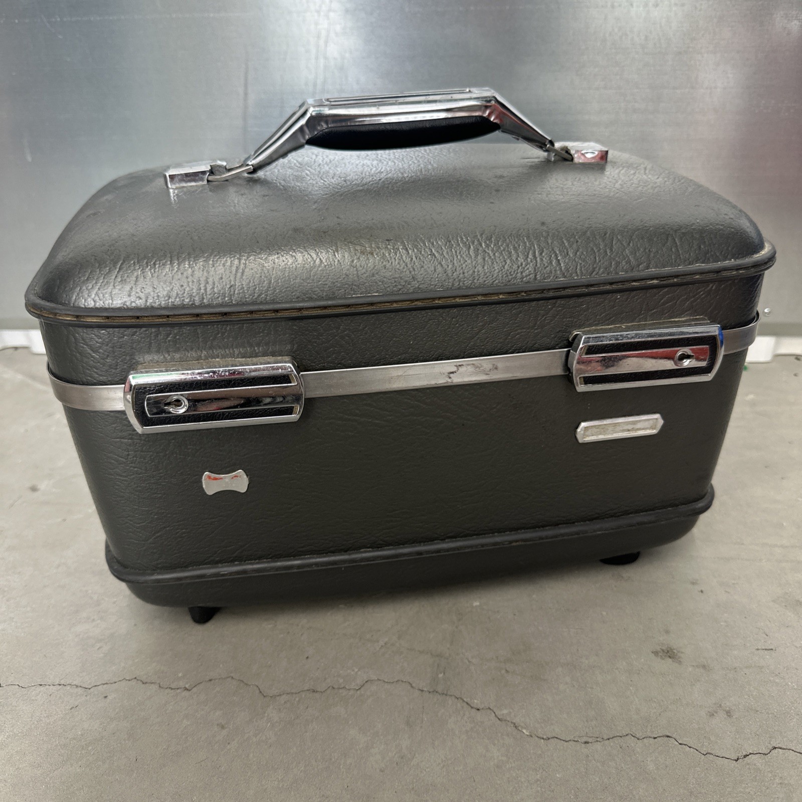 Vintage American Tourister Navy Blue Train Case Luggage Accessories Makeup