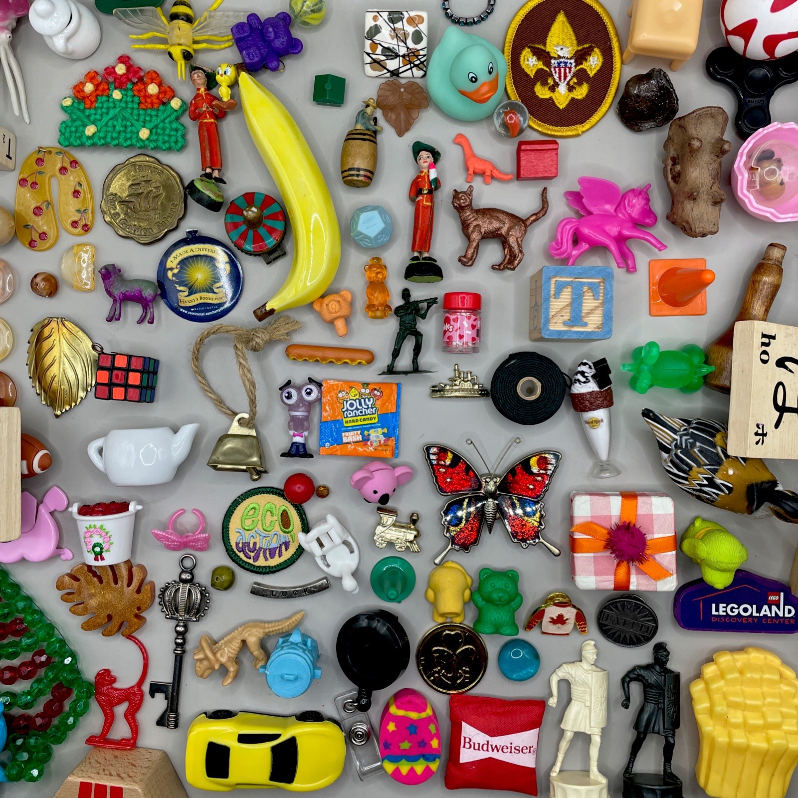 Fun, Quirky, Junk, Found Objects, Mixed Assemblage,  Curio Art DIY Lot Trinkets