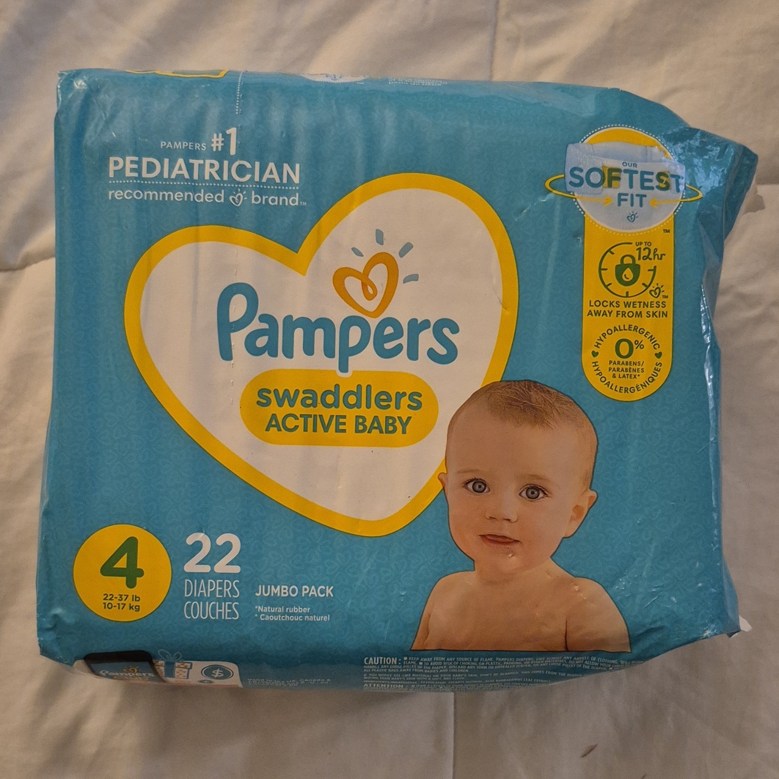 Pampers Swaddlers Active Baby Size 4 22 Diapers Jumbo Pack White Unisex