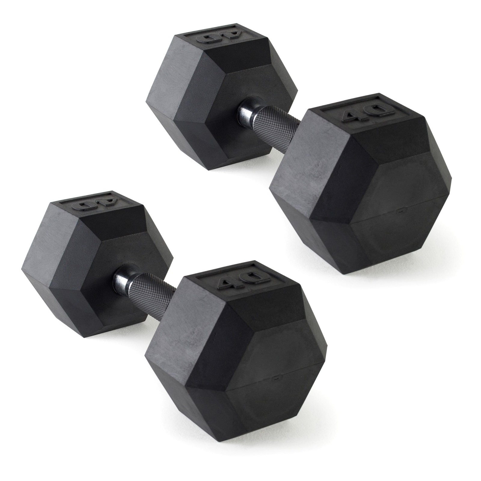 Dumbbell Pair 40 lb Rubber Coated Hex with Padded Grip CAP Barbell Hand Weight