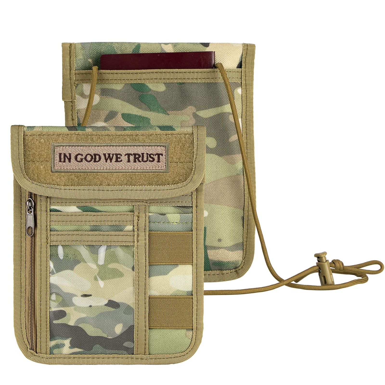 Travel Neck Wallet Tactical Nylon Passport Holder ID Card Organizer Travel Ph...