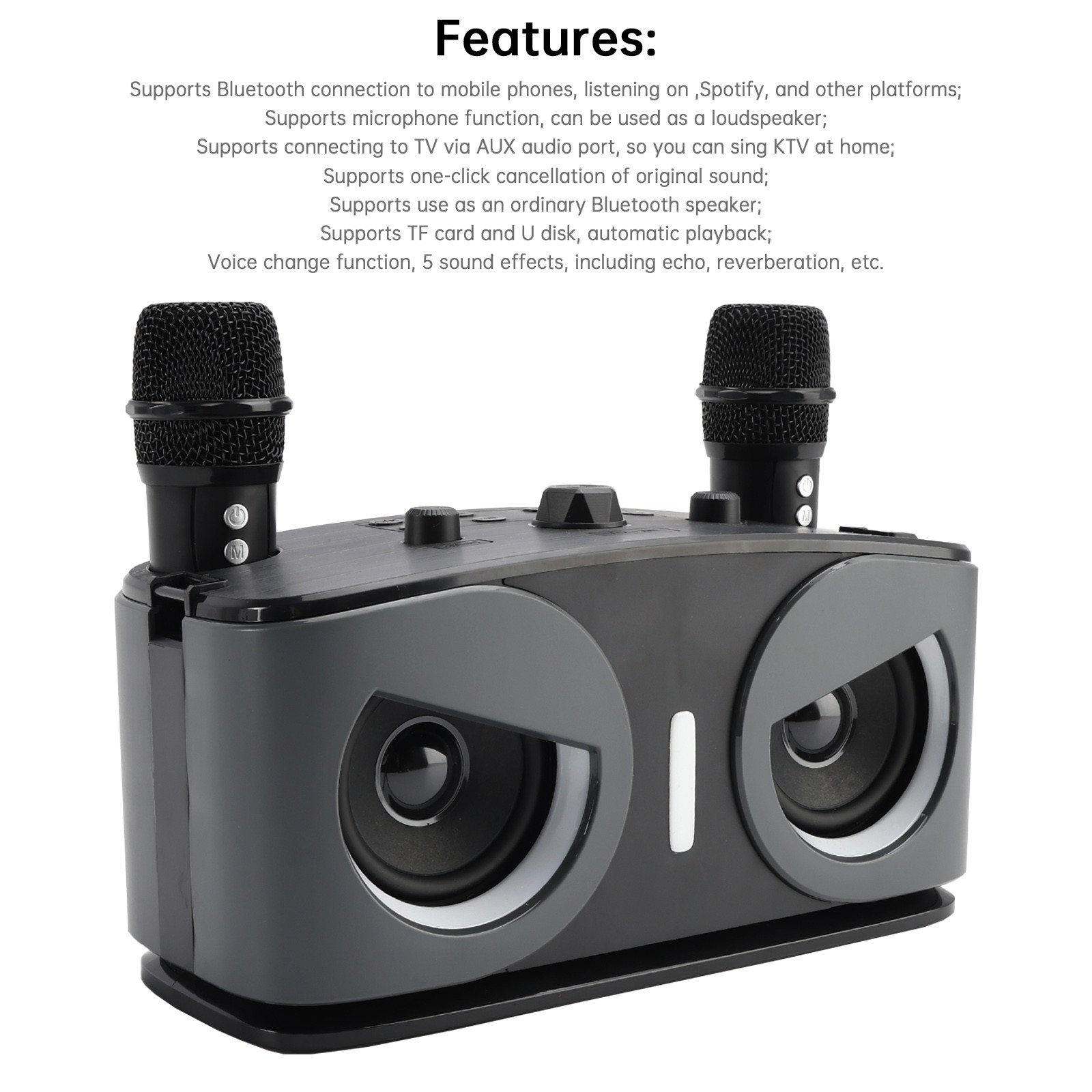 Wireless Bluetooth Speaker High Power Dual Microphone Karaoke All-in-One Audio'