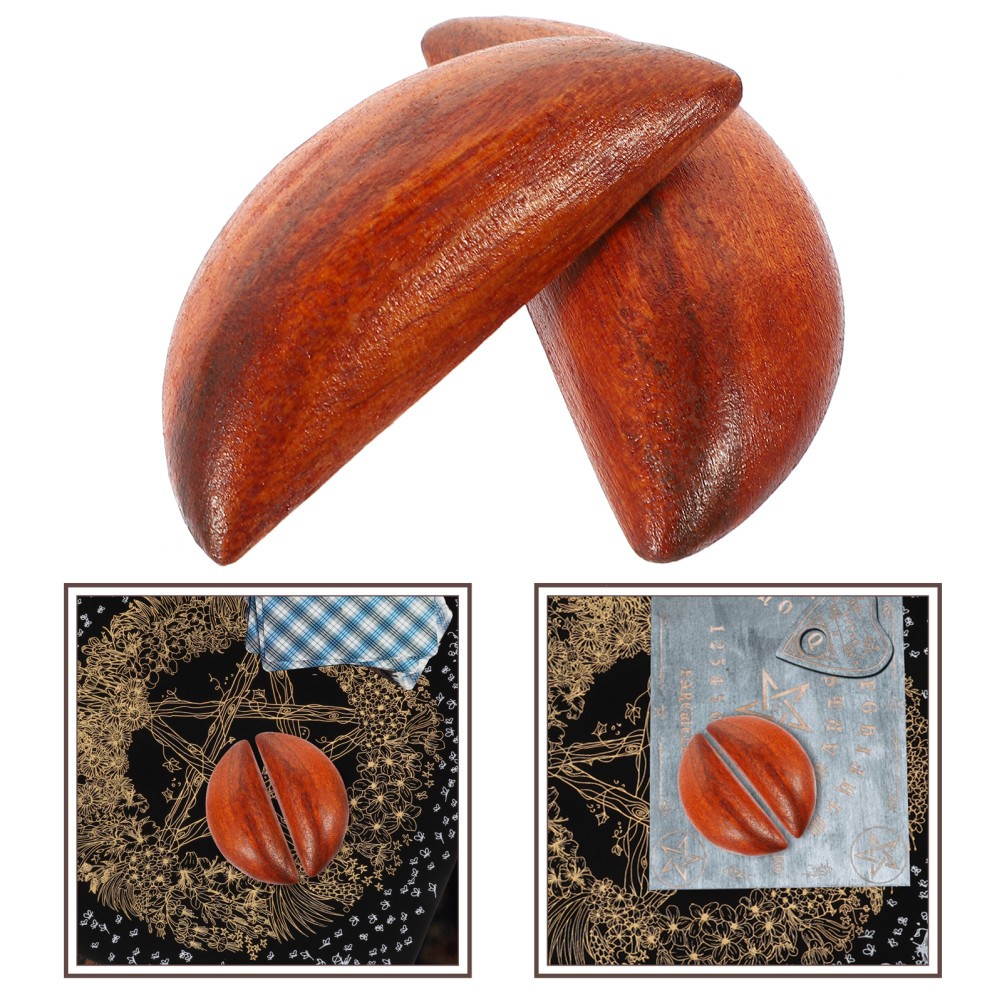 2 Pcs Peach Wood Taoist Divination Cups Traditional Culture Cups