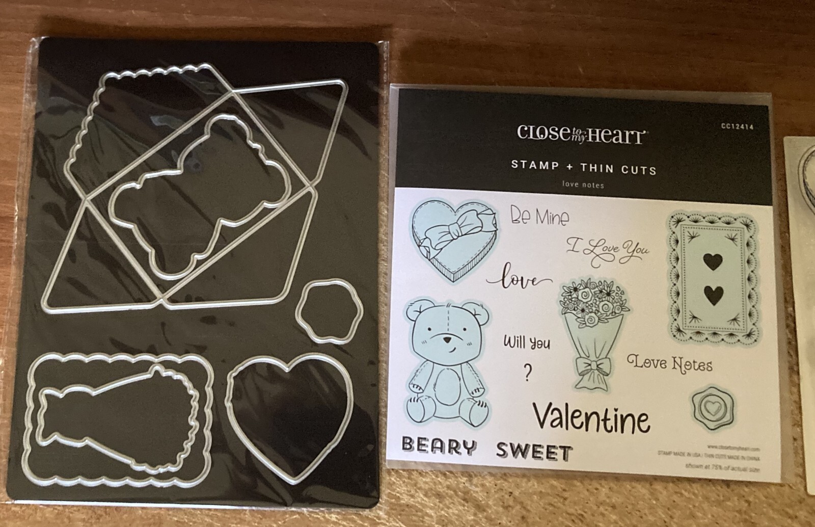 CTMH CC12412 THIN CUT & CC12413 LOVE NOTES ~ Teddy bear, Valentine candy, Roses