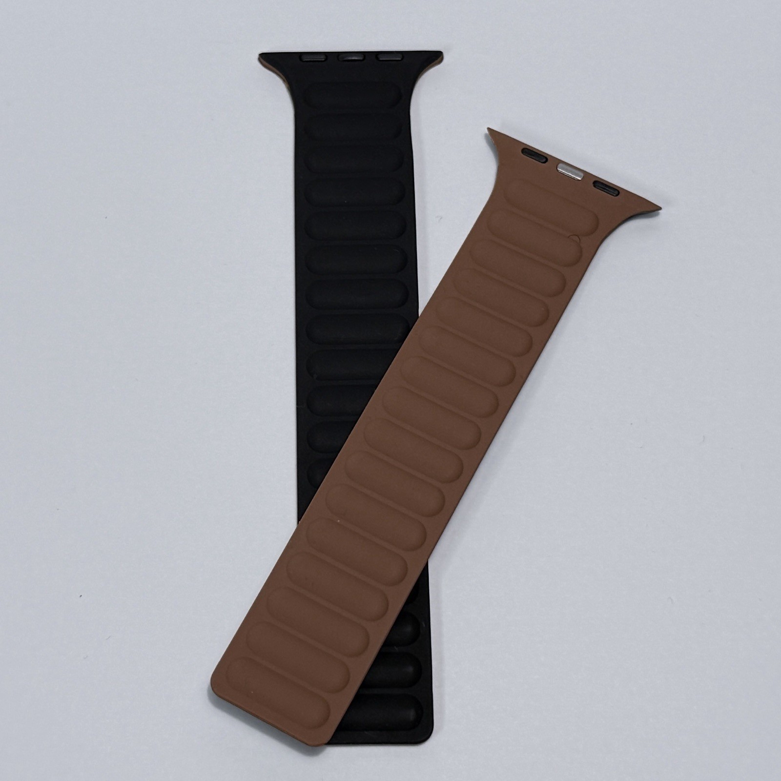 Silicone Strap Band Watch Black with Brown for Apple Watch Compatible Models