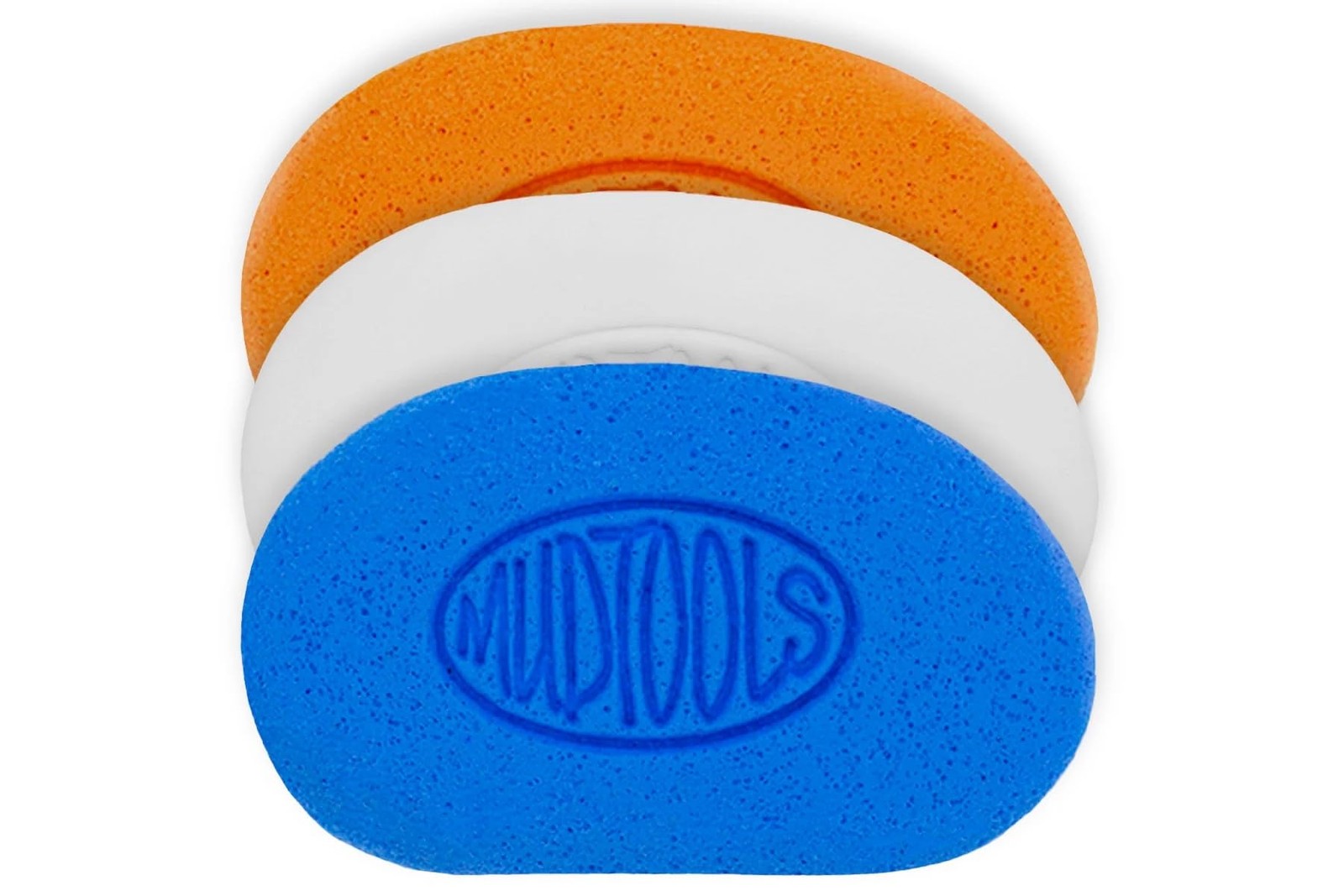 Mudsponges Pack, White Finishing Pottery Sponge, Orange Absorbant, Blue Workh...