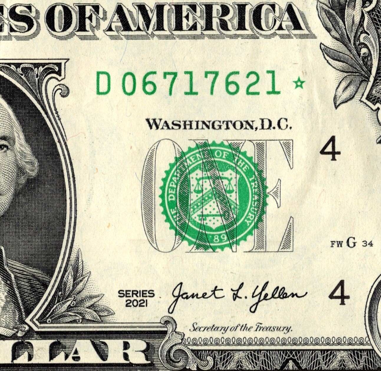 2021 D Star Note One Dollar Bill Regular Run Pack Note