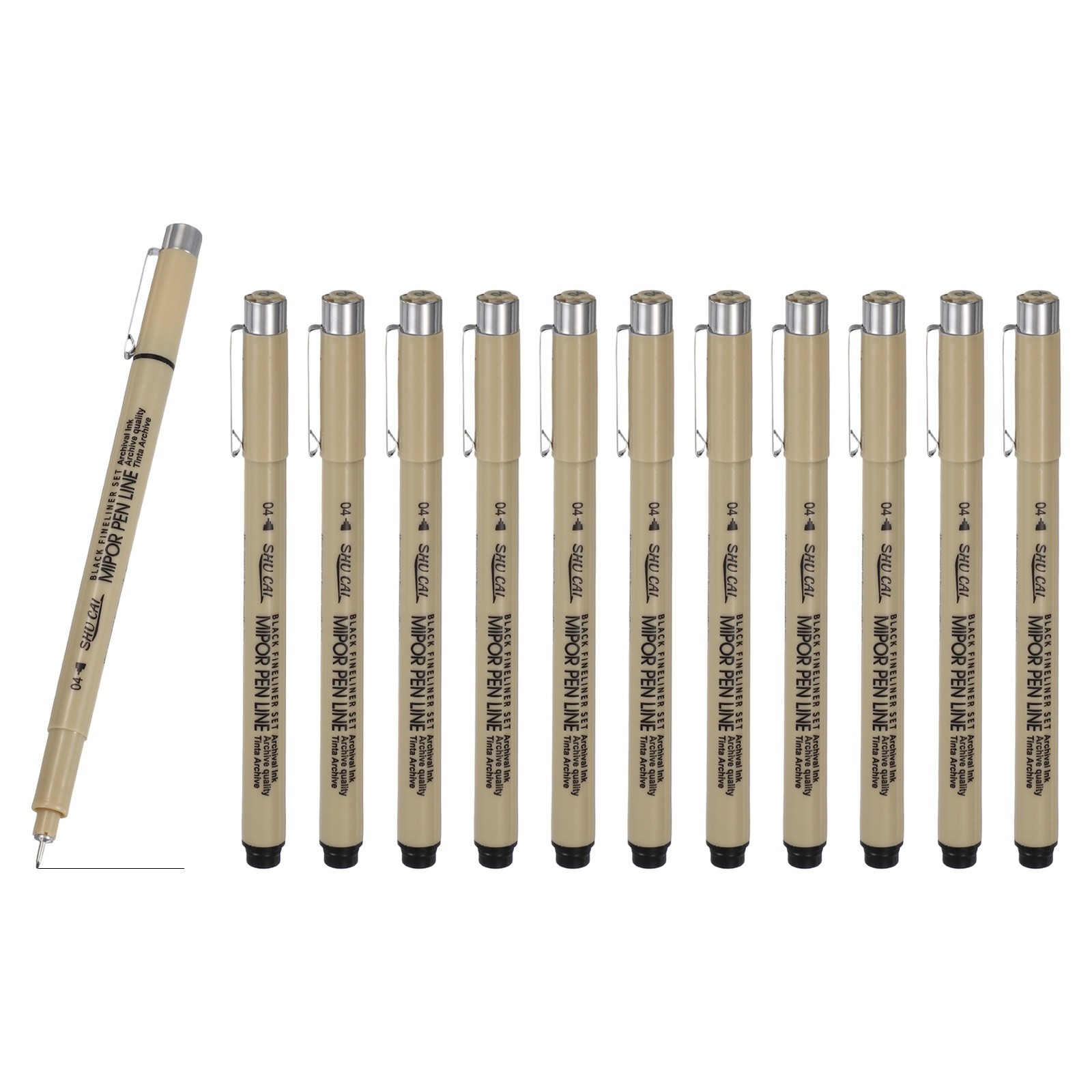 Fineliner Pens, 12 Pcs 04 0.4mm Fineliner Marker Black Waterproof Ink Pens