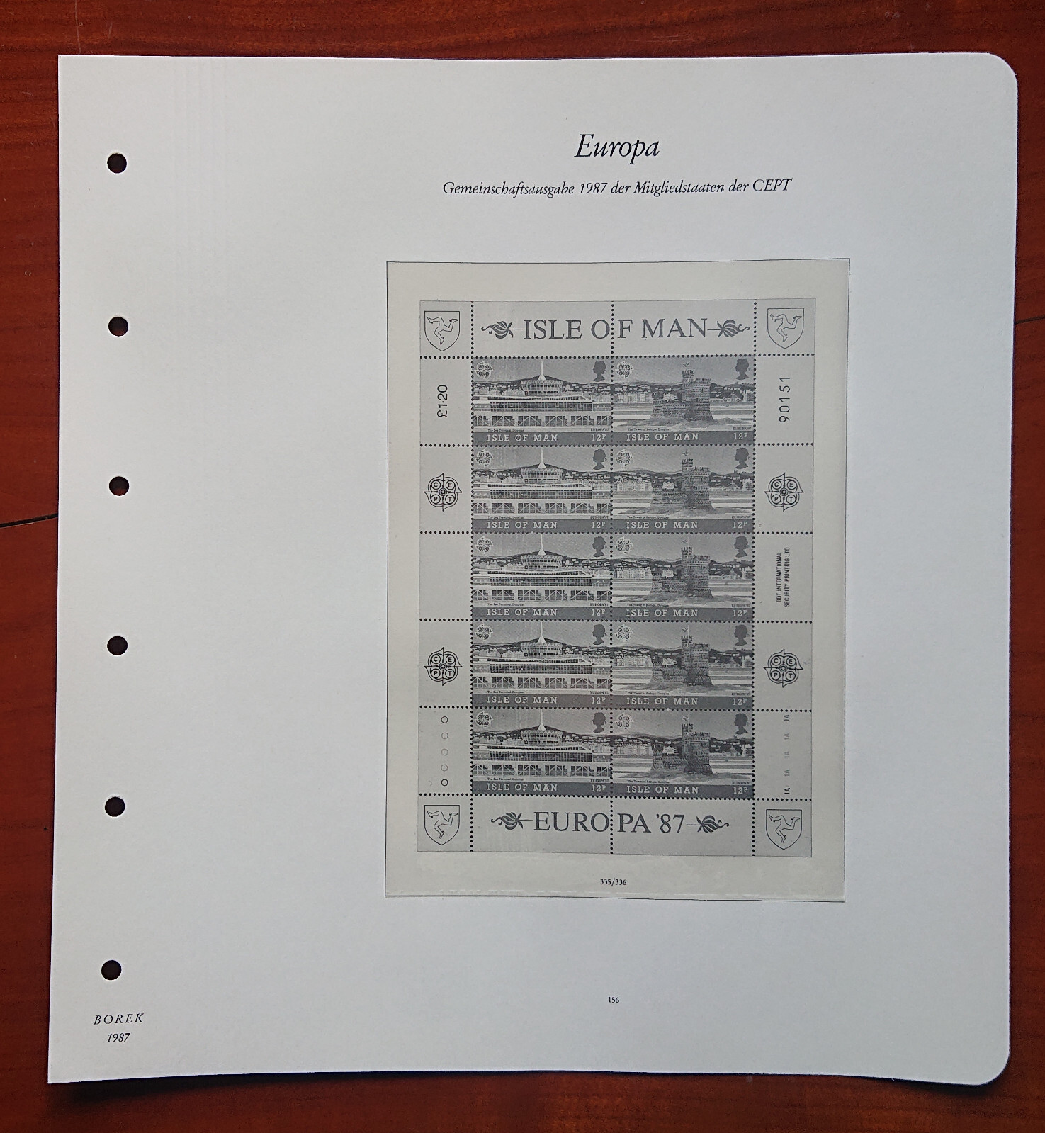 Vordruckblatt Europe Sinking Joint Issue 1987 Mitgliedstaaten Cept Isle of Man
