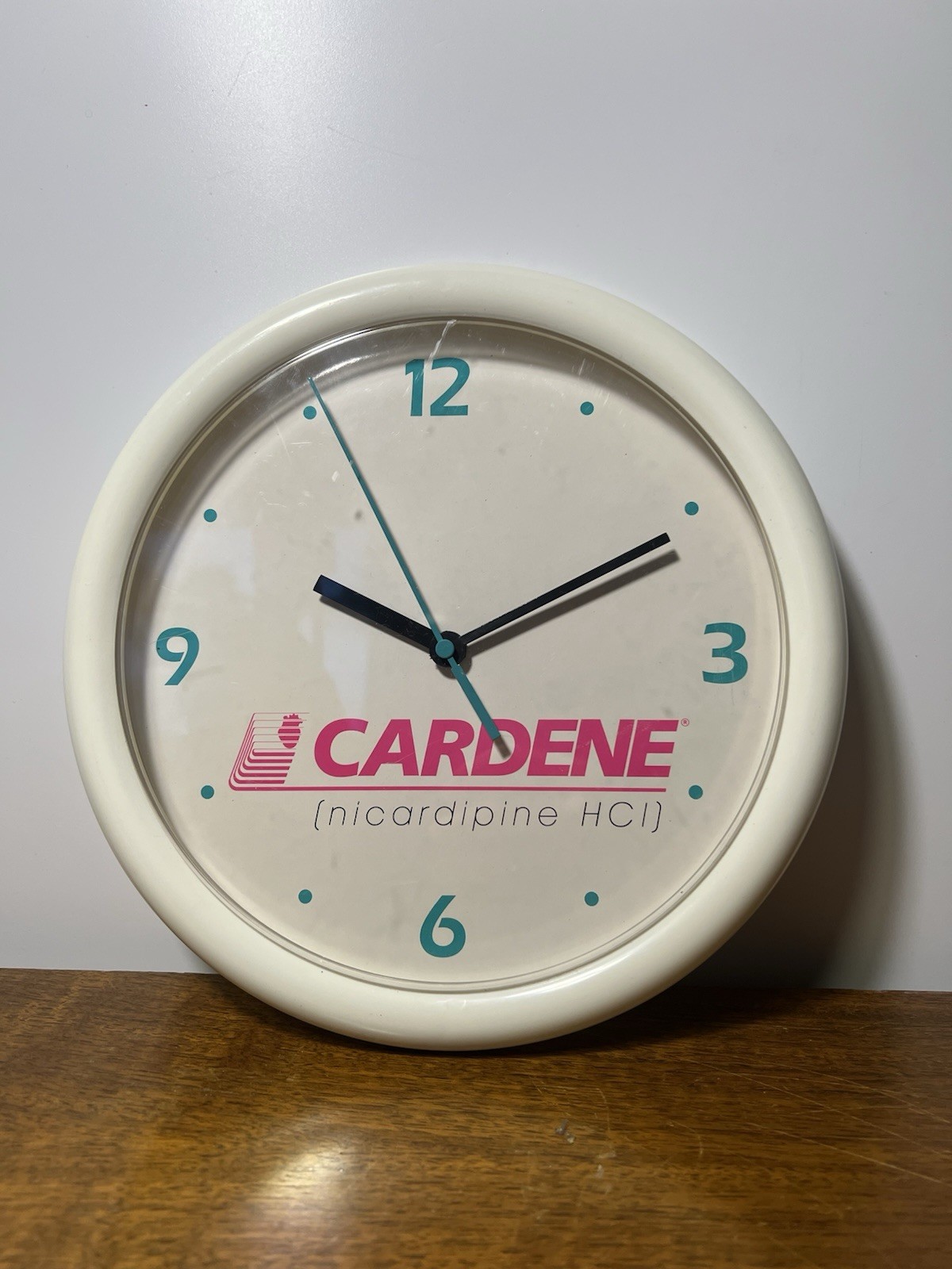 Vintage Cardene Pharmaceutical Promotional Advertising Wall Clock Works Rare