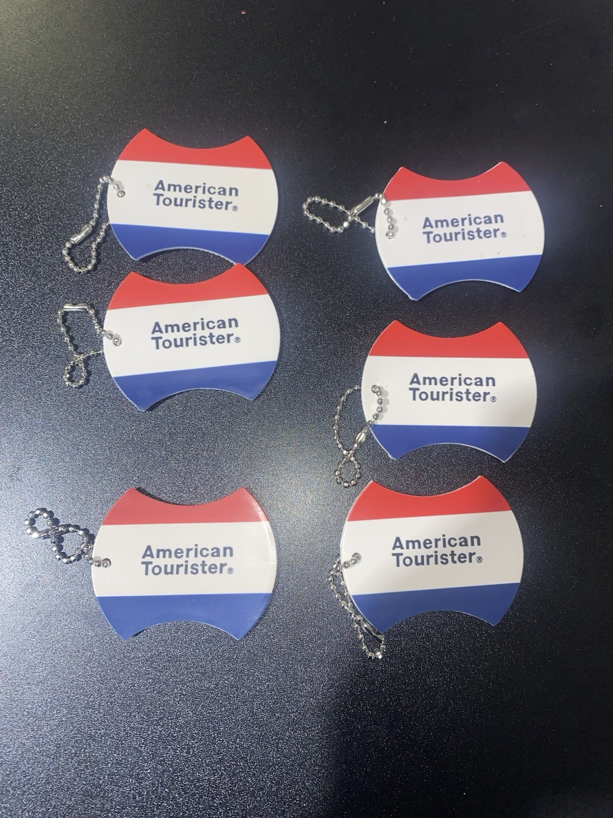 American Touristed Luggage Tags Red White Blue Great Vintage New Condition