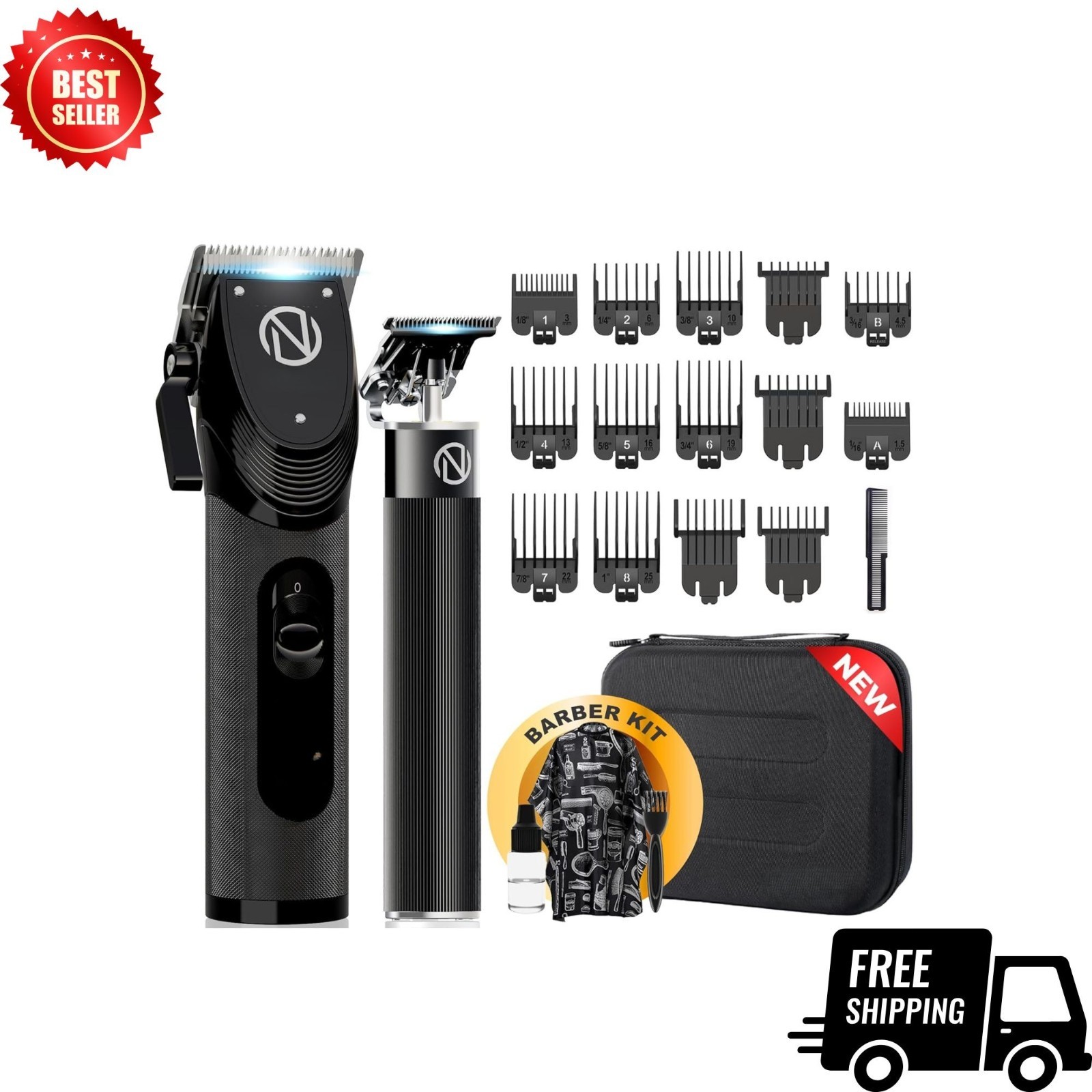 Professional Hair Clippers and Trimmer Set Cordless Barber Kit