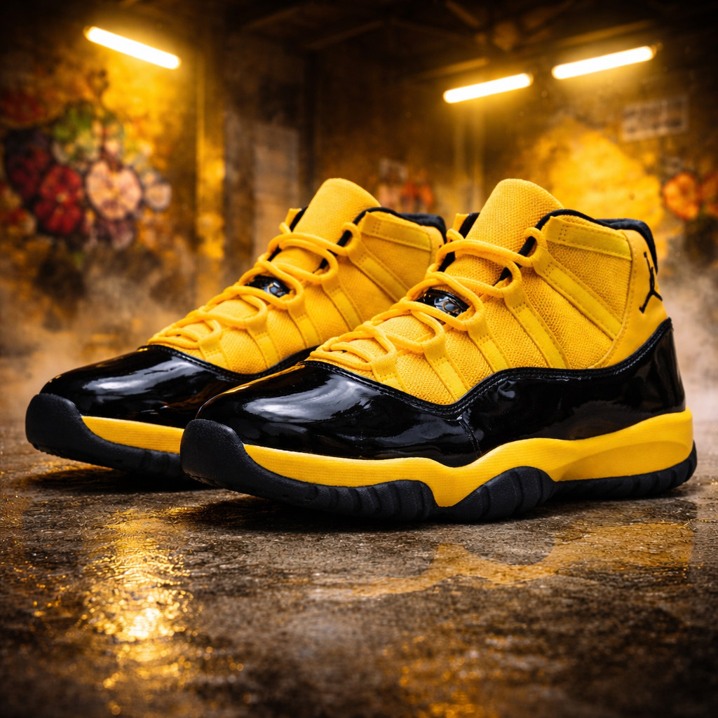 Jordan 11 Gamma Black and Yellow Men's Size US 7-12