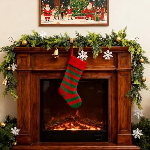 Artificial Christmas Garland Real Touch Cedar Christmas Vine, Thick and 9 FT