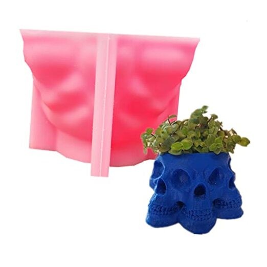 Overlapping Skull Succulent Flower Pot Silicone Mold Concrete Planter Vase E