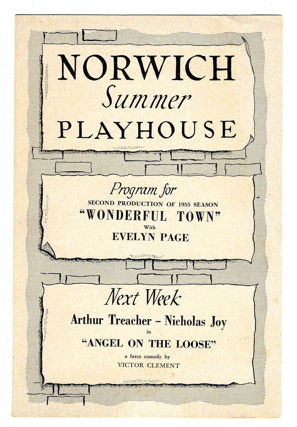 Norwich Summer Playhouse Program 1955 Wonderful Town Norwich Connecticut