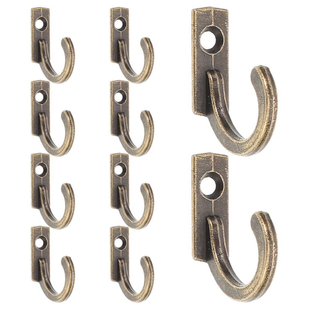 10PCS Single Prong Hook Mini Size Wall Mounted Retro Cloth Hanger for Coats Hats