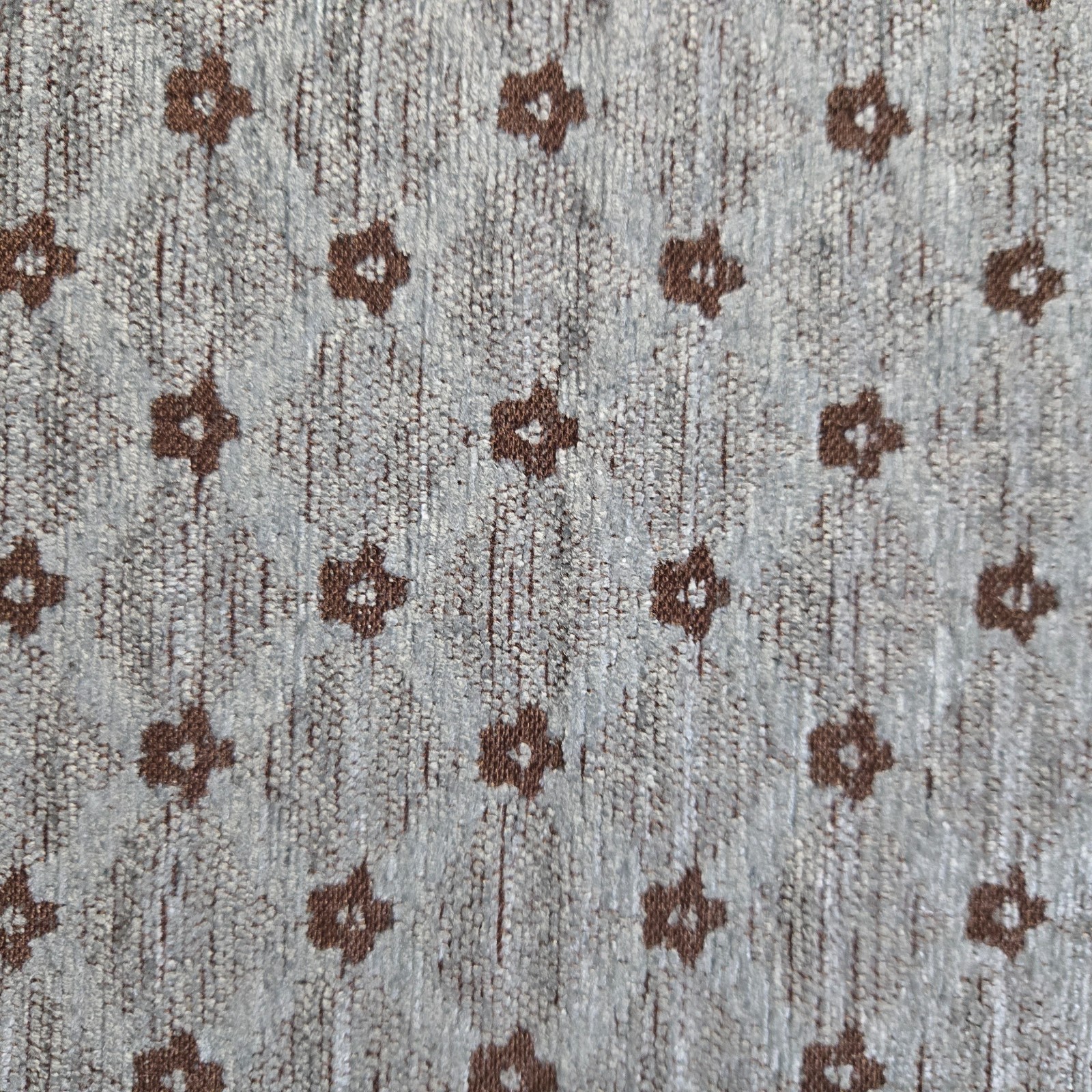 Grey Brown Upholstery Material Flowers Ribbons 56 x 104" READ