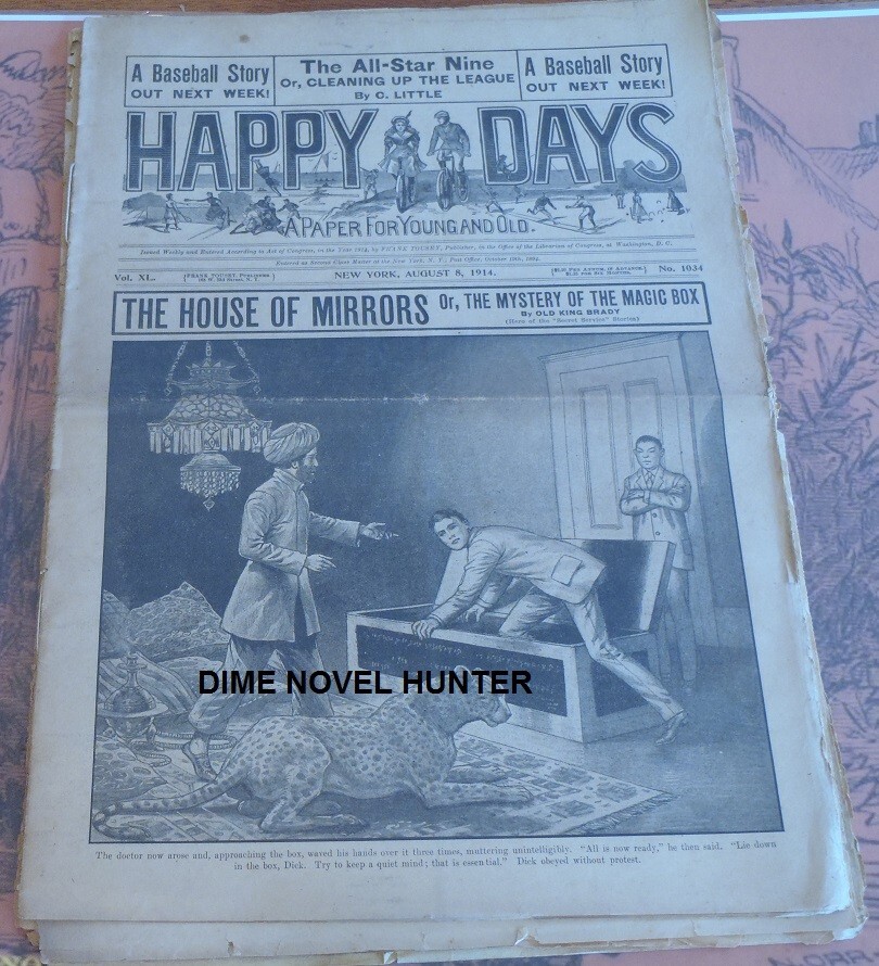 1914 HAPPY DAYS #1034 OLD KING BRADY FRANK TOUSEY STORY DIME NOVEL STORY PAPER