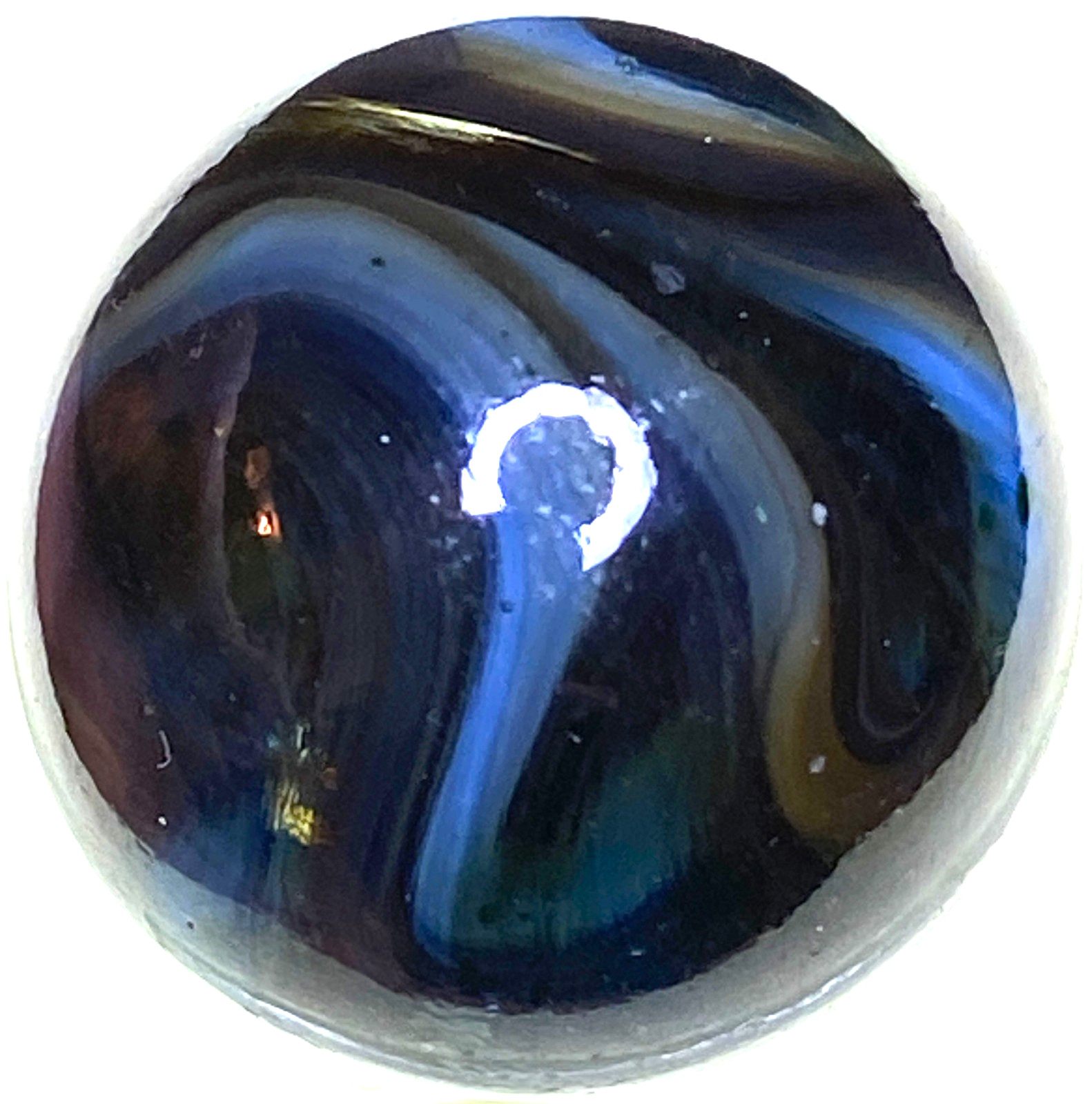 DAS/JABO DARK BUT ITS TRANSPARENT BLUE AVENTURINE SWIRLED SHOOTER .73" BOX03/395