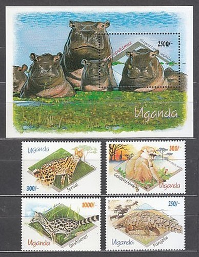 Uganda - Mail Yvert 945/8+H 165 ** Mnh Fauna