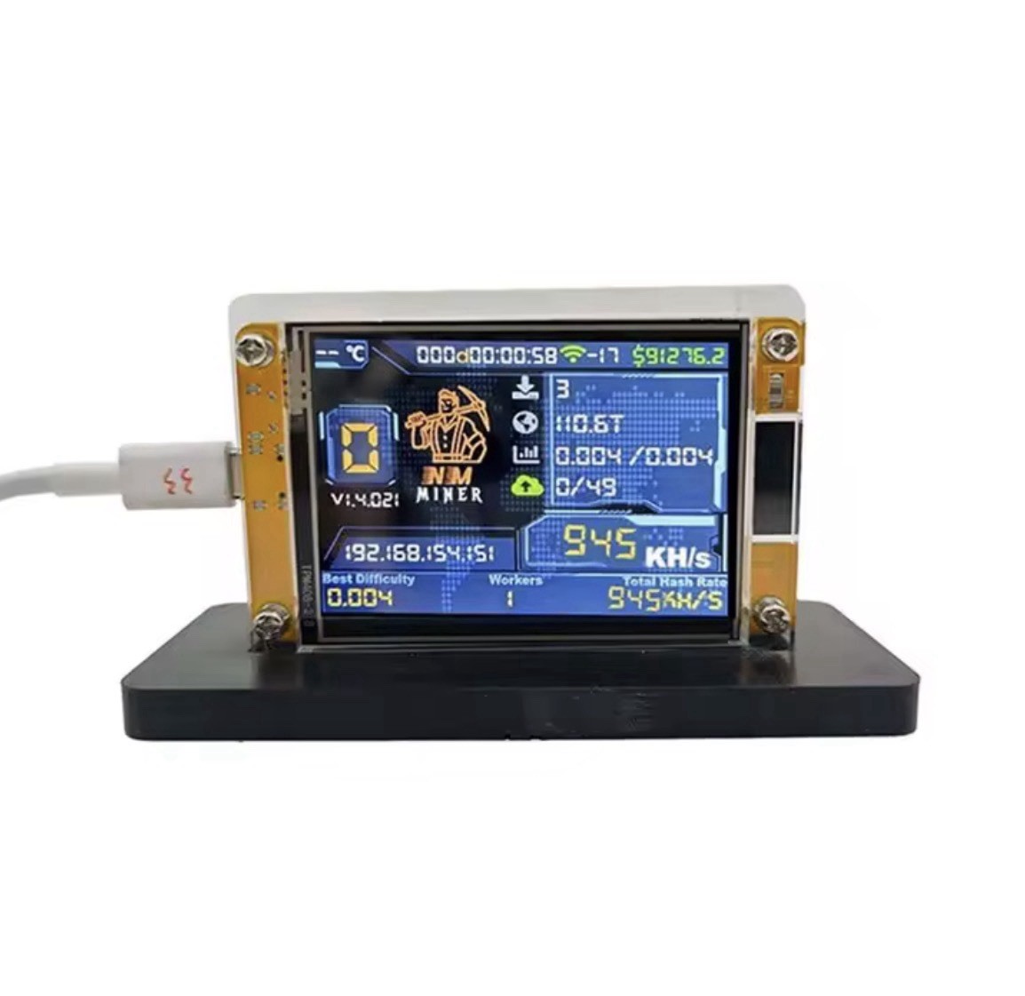 NEW NerdMiner V2 ESP32 Bitcoin Solo Lottery Miner 2.8" LCD Display Hashrate Devi