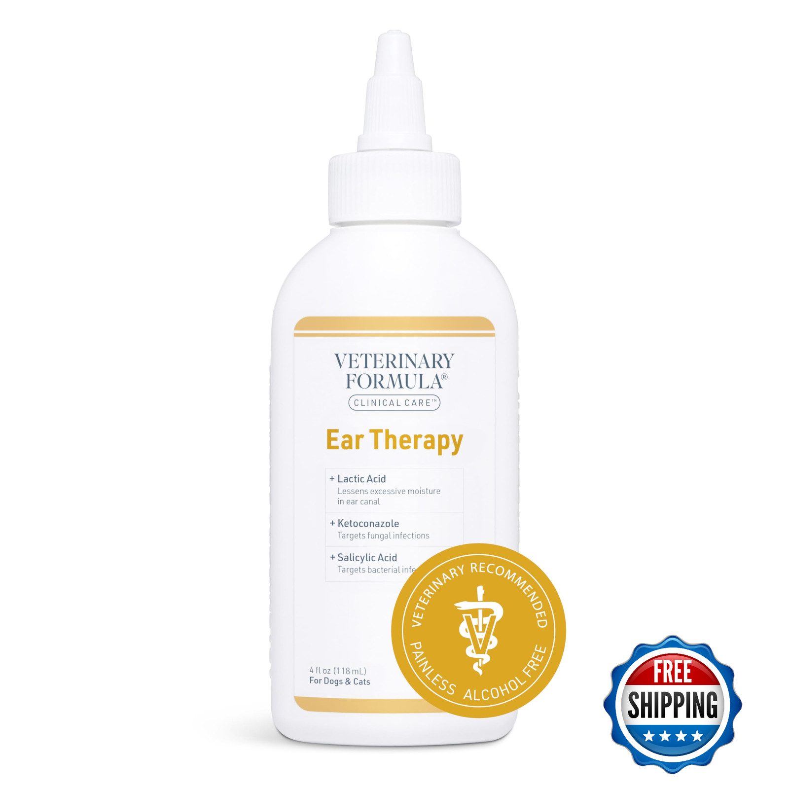 Veterinary Formula Clinical Care Ear Therapy Cat Dog Cleaner, 4oz Itch Relief