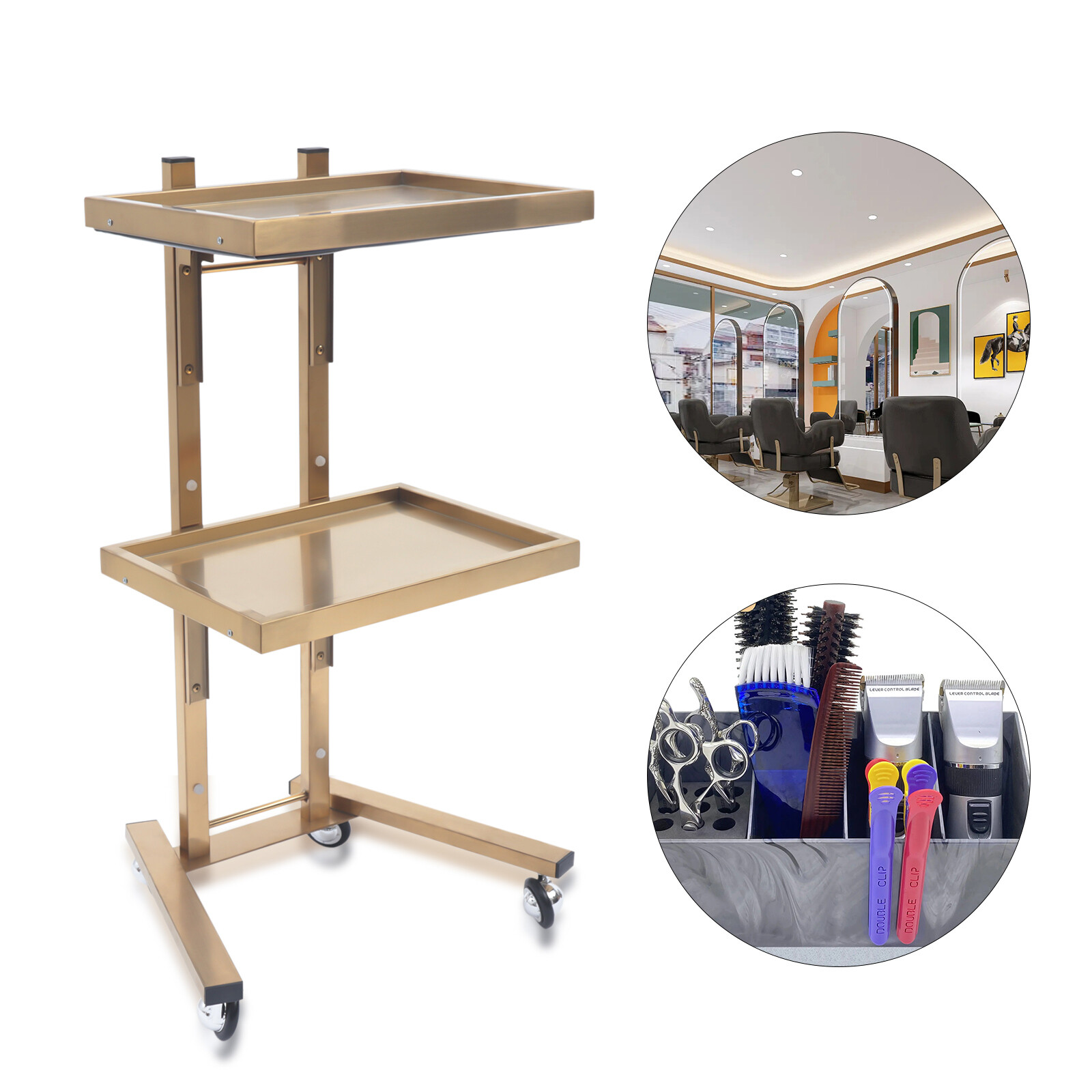 2-Tier Salon SPA Rolling Tray Tattoo Hair Stylist Equipment Storage Trolley Cart