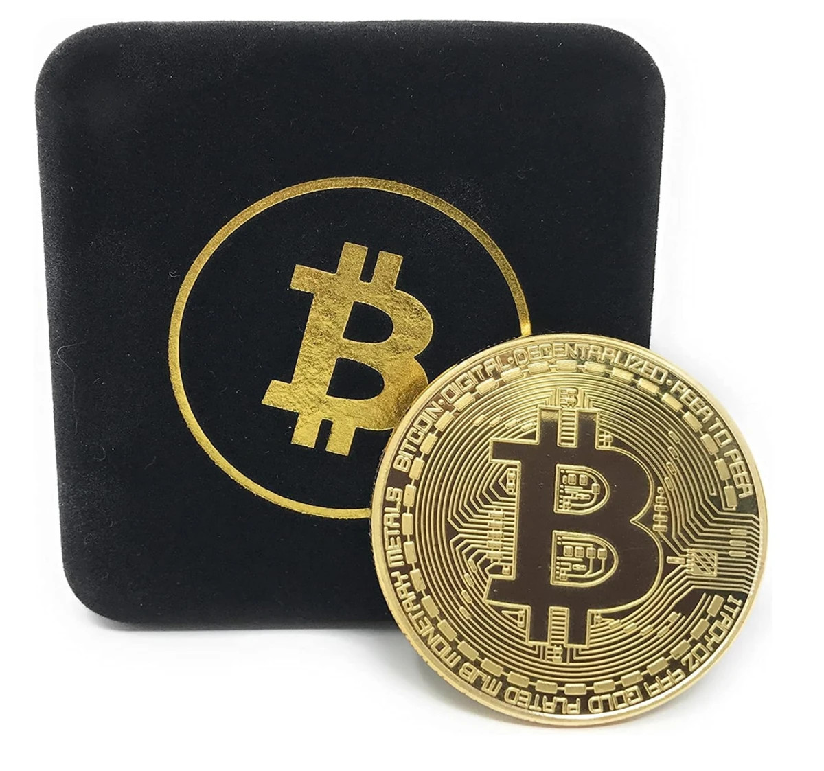 Bitcoin Gold Plated Collectors Coin with Custom Velvet Box