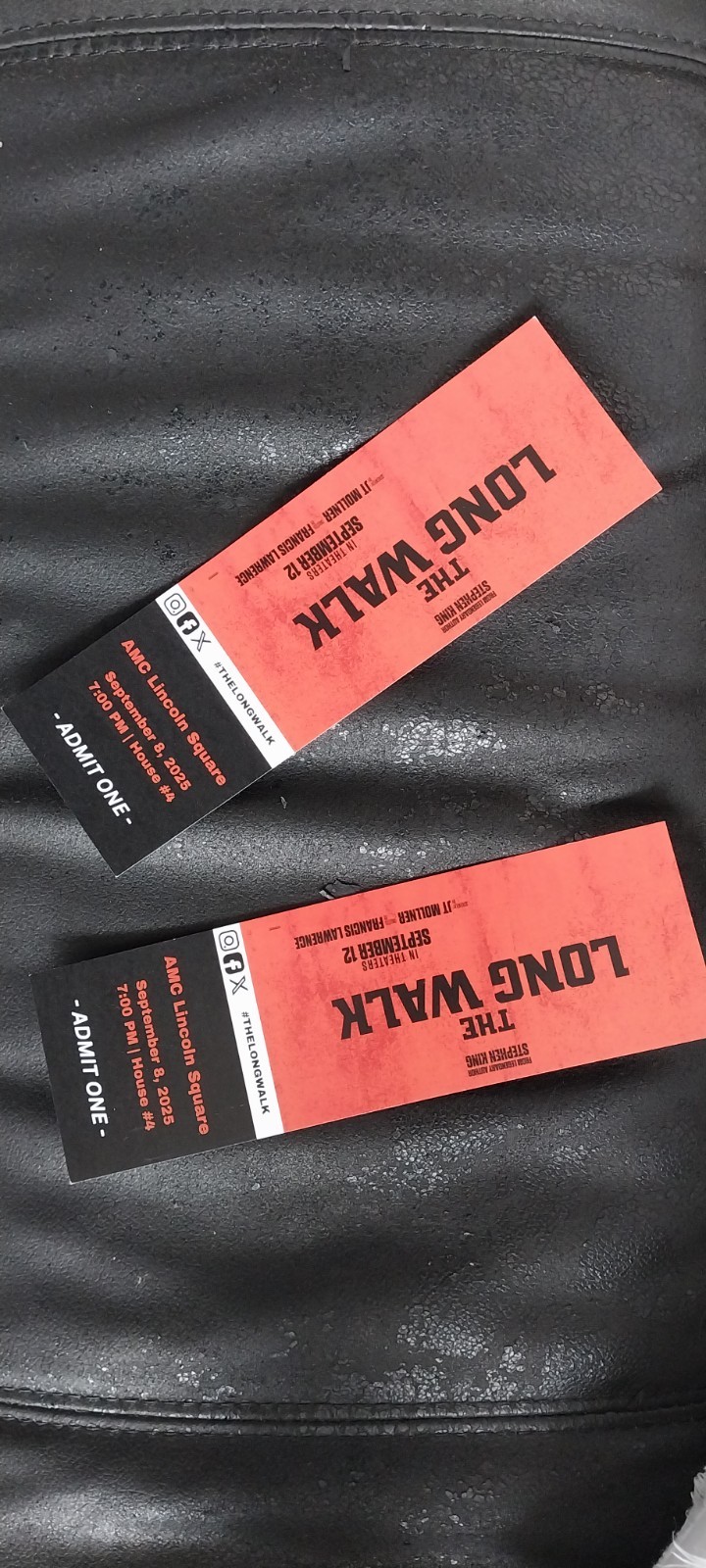 STEPHEN KING The LONG WALK MOVIE Memoribilia Ticket  EXCLUSIVE LIMITED 