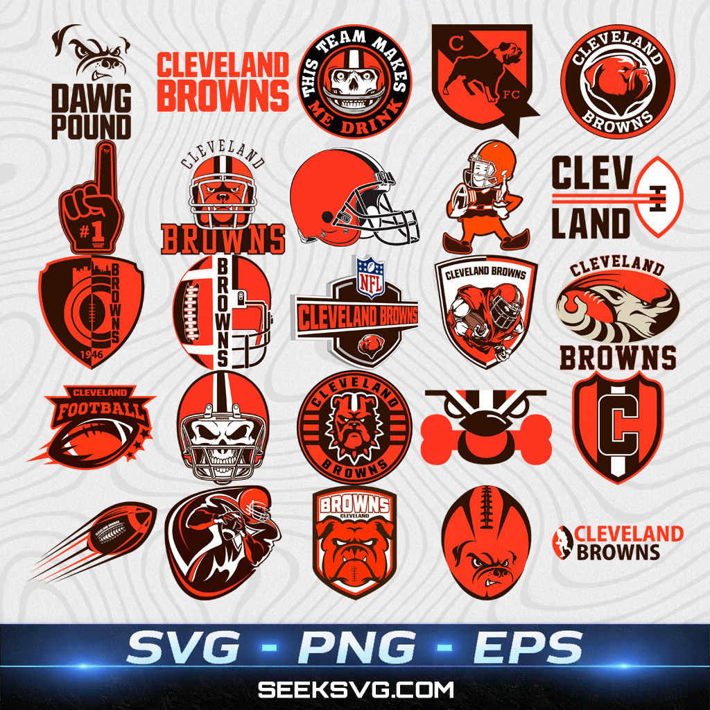 Cleveland Browns SVG Bundle – 25 Football Logos, Dawg Pound Mascots, Helmets 