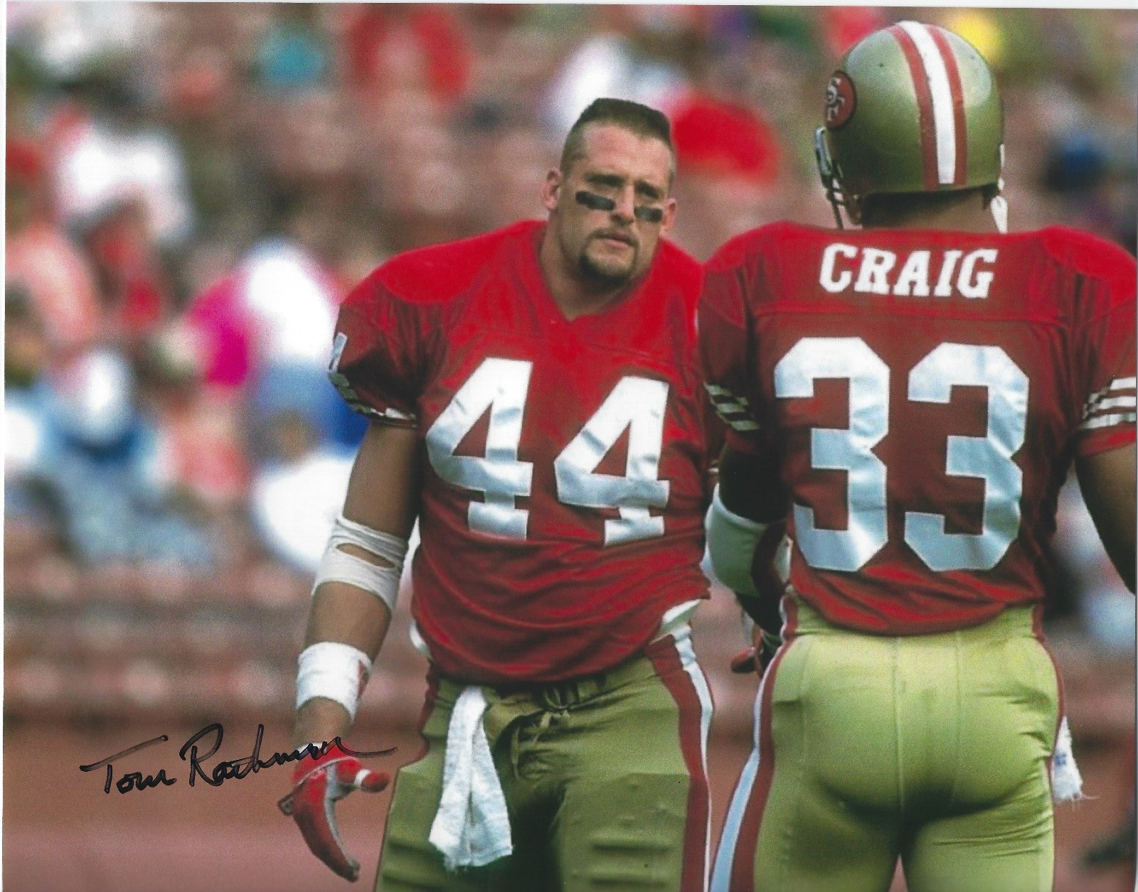 TOM RATHMAN Signed 8.5 x 11 Photo Signed REPRINT Football SAN FRANCISCO 49ERS