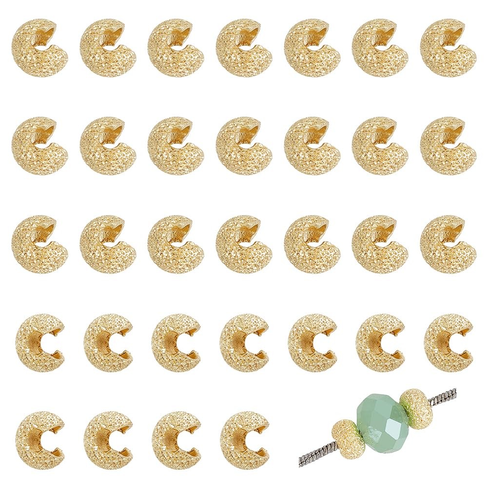 BENECREAT 100Pcs 14K Gold Plated Frosted Brass 0.21x0.14 Inch, 