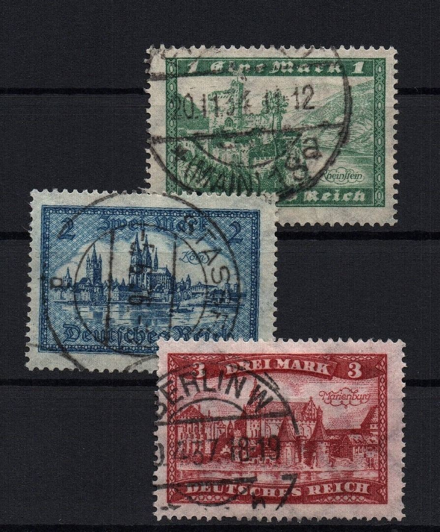German Reich Michel Nos. 364-366, stamped