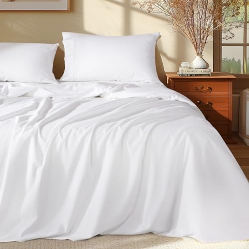  100% Egyptian Cotton King Size Sheets Set - 1000 King (4 Piece Set) 01 - White