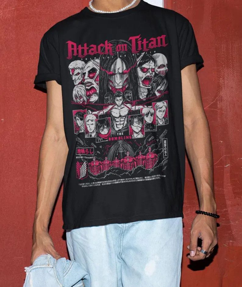 ANIME ATTACK ON TITAN HIPHOP BLACK T SHIRT 