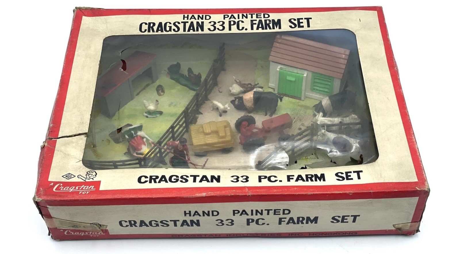 Vintage Cragstan Toy Ancient Hand Paint Farm Set Playset New Old Stock CP