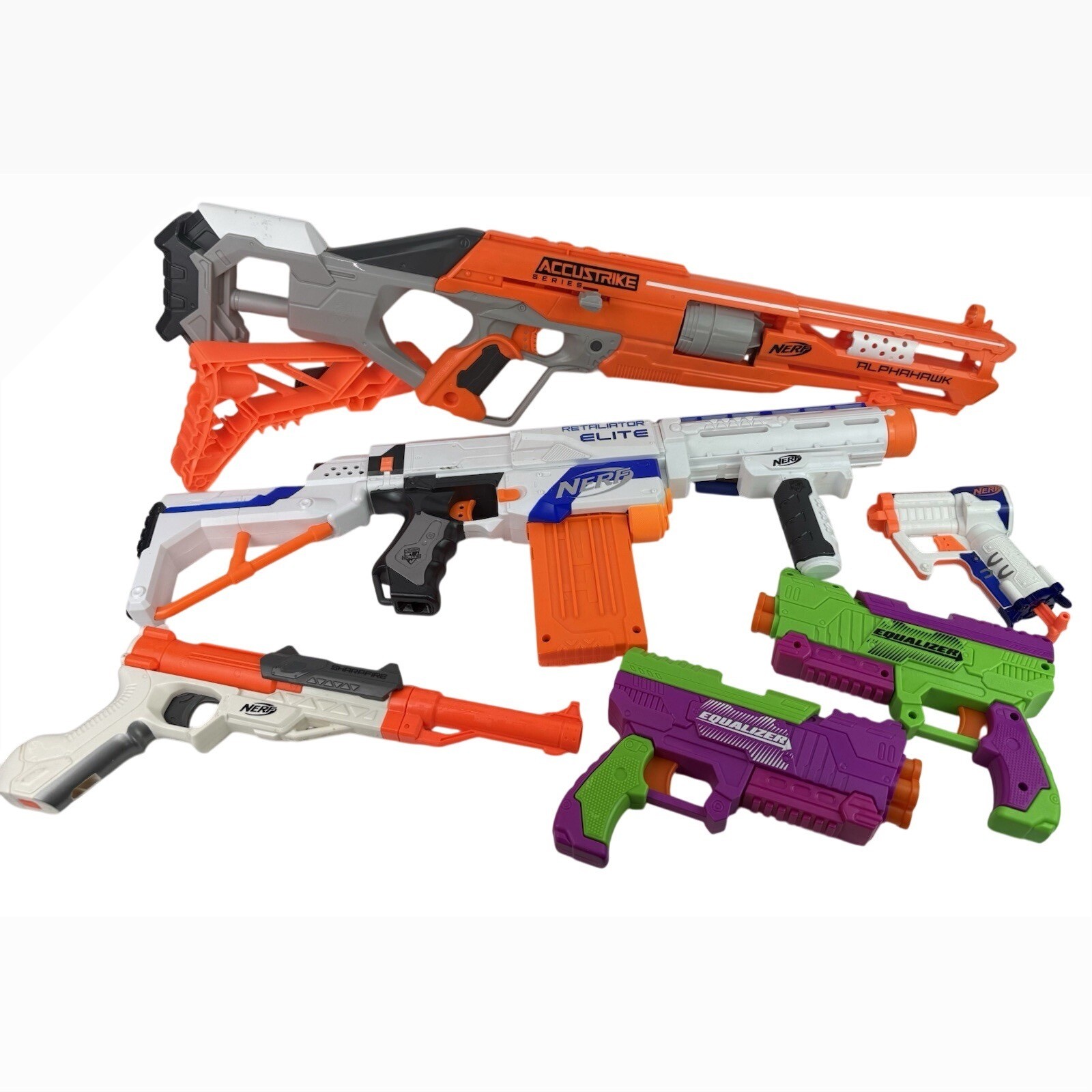 Nerf  Gun Lot - Assorted Sizes w/ Some Accessories GUC
