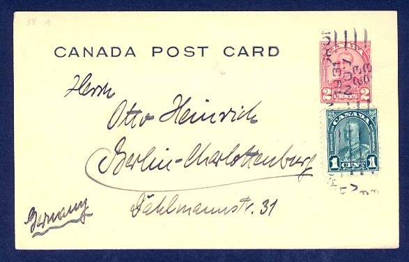 CANADA #P49b 2c ARCH UPRATED OVERSEAS TO GERMANY