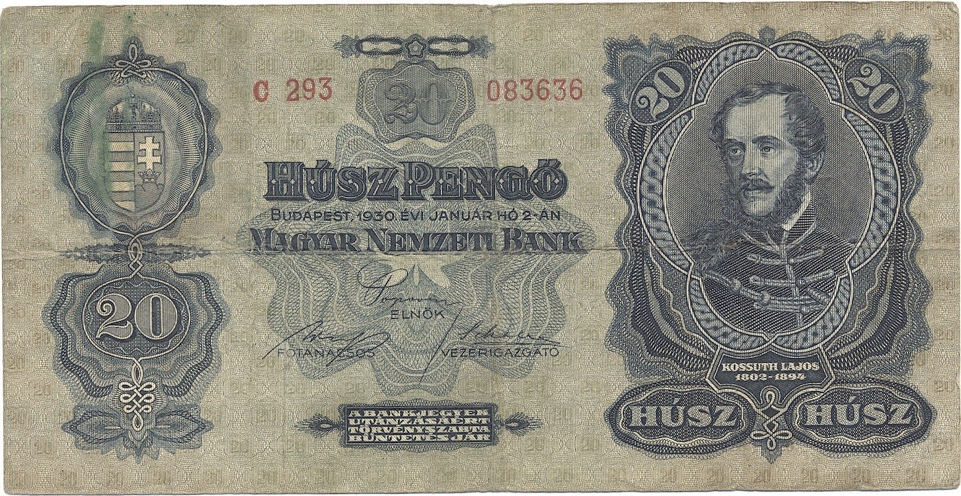 HUNGARY banknote 20 Pengo 1930 VF Very Fine