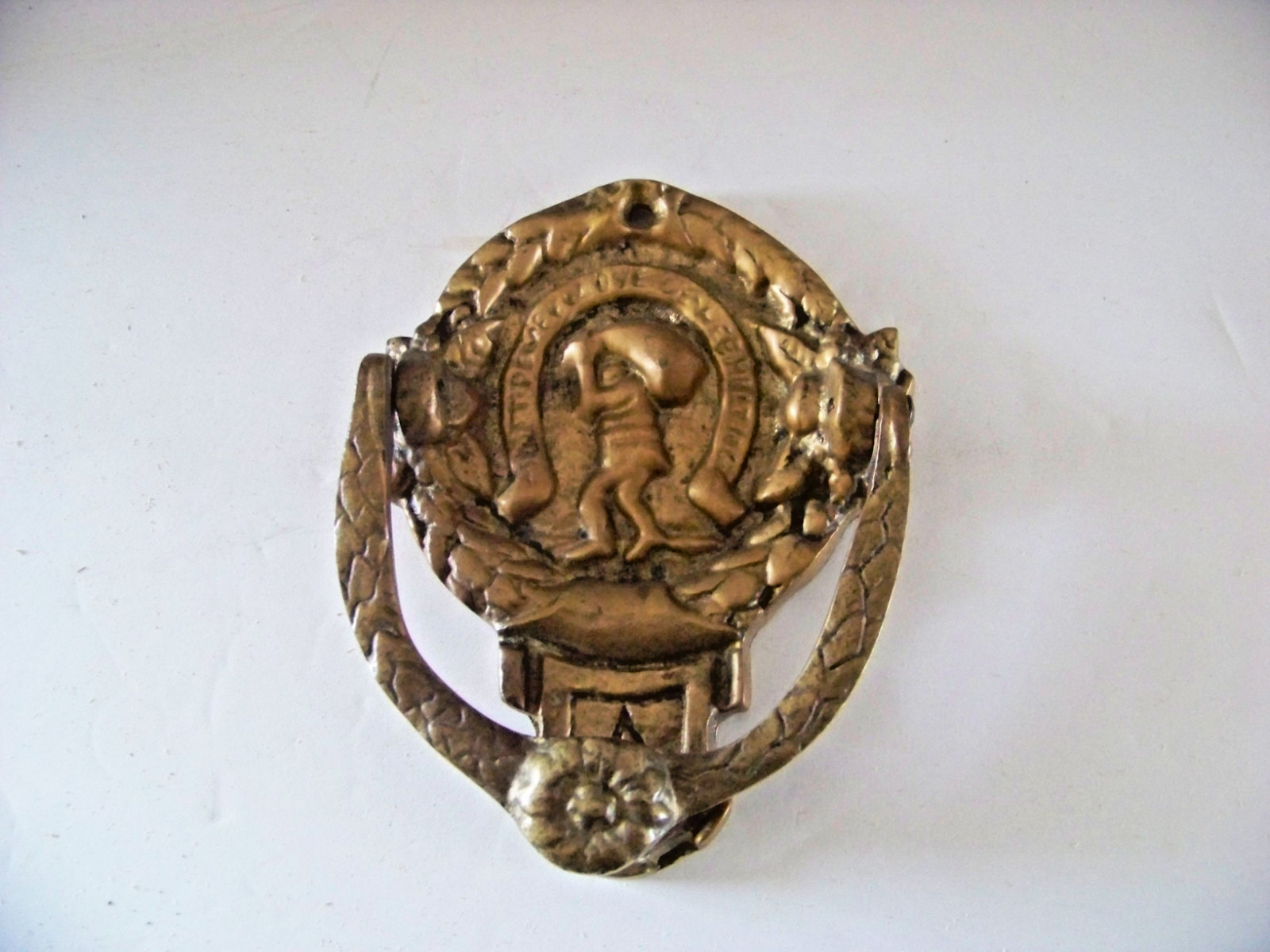 Door Knocker Solid Brass Danish Met Peynen Dve Deweerett Slogan