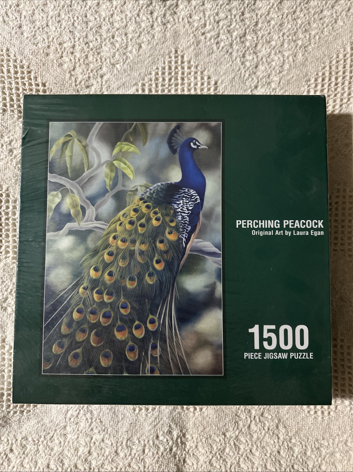 Perching Peacock 1500 Piece Jigsaw Puzzle Original Art by Laura Egan Sealed 
