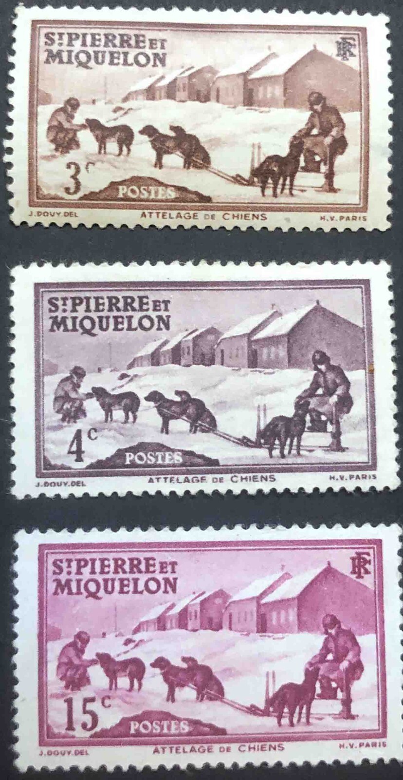 St. Pierre & Miquelon | 1938 | Definitive Issue | SG 202,203,206 | Very Good MH