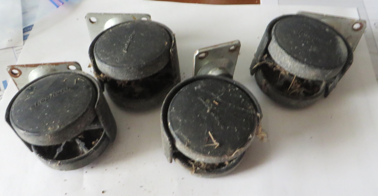 Lot of 4 Vintage 2"  Casters, removed from a small cart
